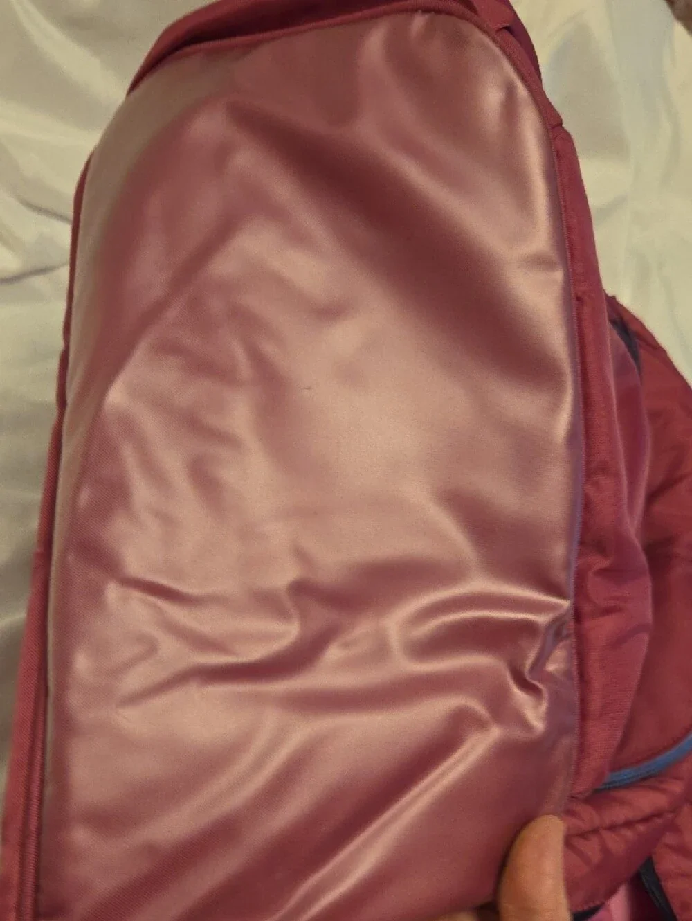 lug Dark Pink Echo Backpack with Blue Zipper Accents